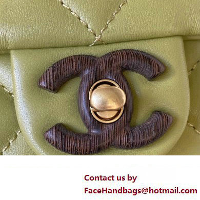 Chanel Lambskin  &  Wenge Wood Mini Flap Bag AS4165 Green 2023